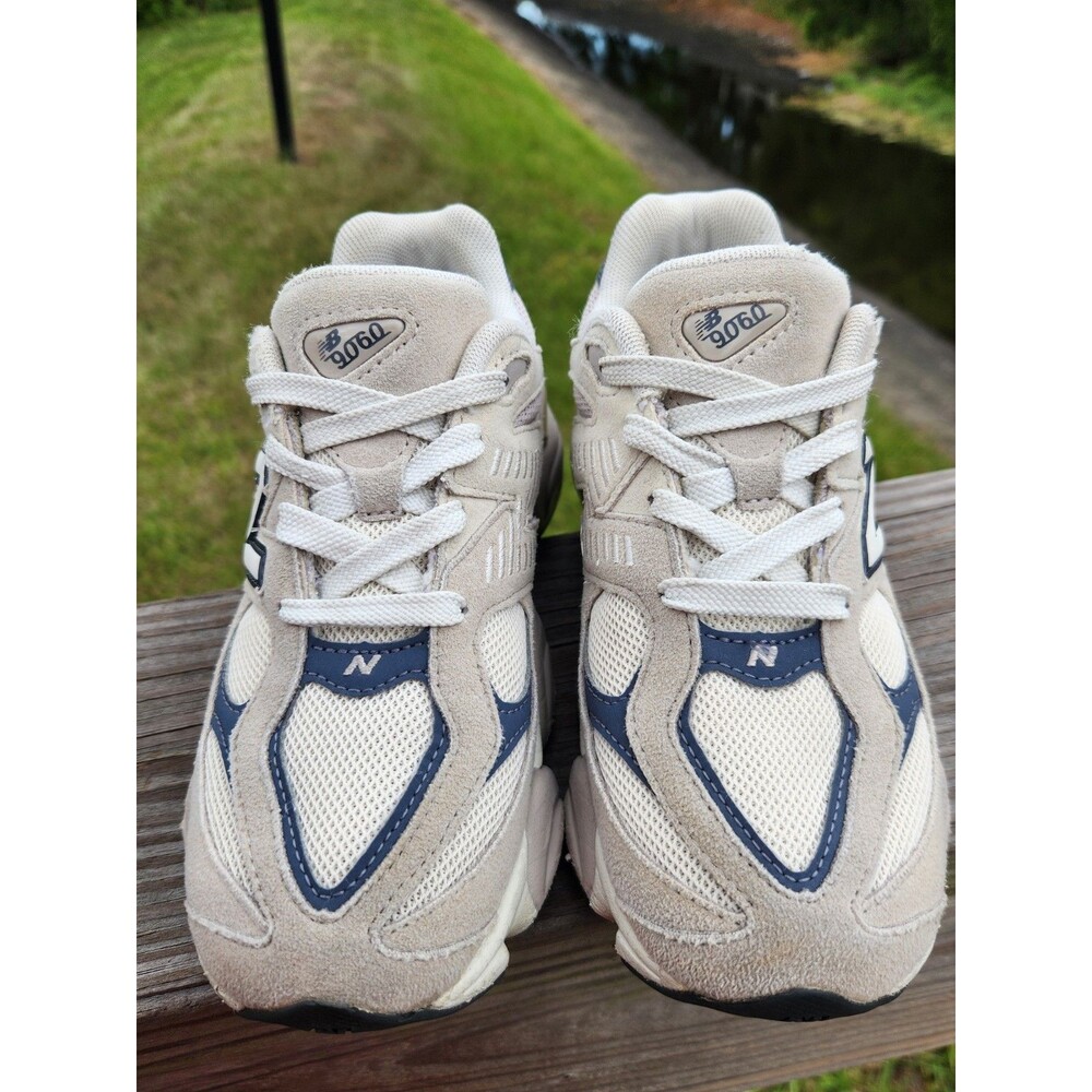 New Balance 9060 Little Kids' Lace Leather Beige Cream Sneakers Shoes Size 2 - Picture 2 of 15
